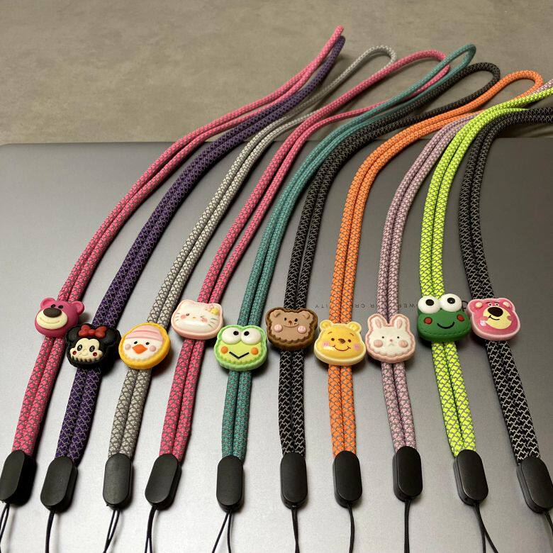 草莓熊米妮尼龙挂脖长绳可爱卡通手机壳防丢吊绳风扇水杯安全防丢