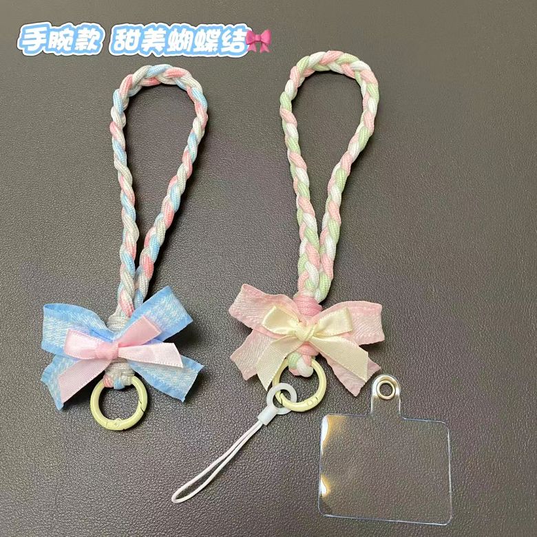 韩系蝴蝶结脖糖果色ins网红手提通用手机手腕式防摔挂绳相机防掉