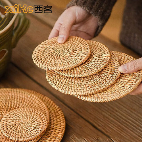 藤编隔热垫子家用防烫耐高温餐桌垫盘子垫杯垫茶壶托创意圆形碗垫