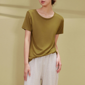 夏季 2023年新款 纯色大版 莫代尔t恤女短袖 宽松韩版 白色圆领上衣潮