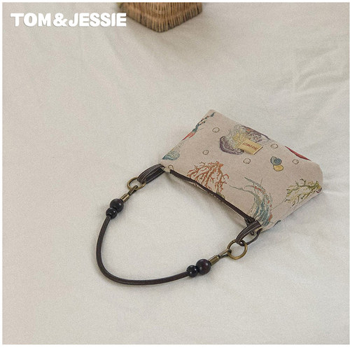 tomssie手提包单肩斜挎趣味提花