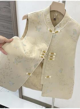 2025新中式刺绣马甲 国风立领盘扣坎肩 无袖开叉刺绣背心 THEA品