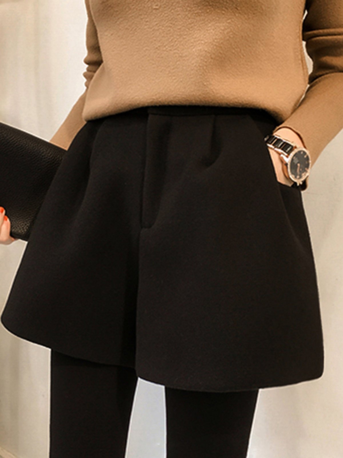 阔腿短裤女秋冬2025新款覆古宽松时尚毛呢裤高腰显瘦a字外穿靴裤,女装/女士精品,休闲裤,淘宝优惠券,粉丝福利购,淘宝优惠卷