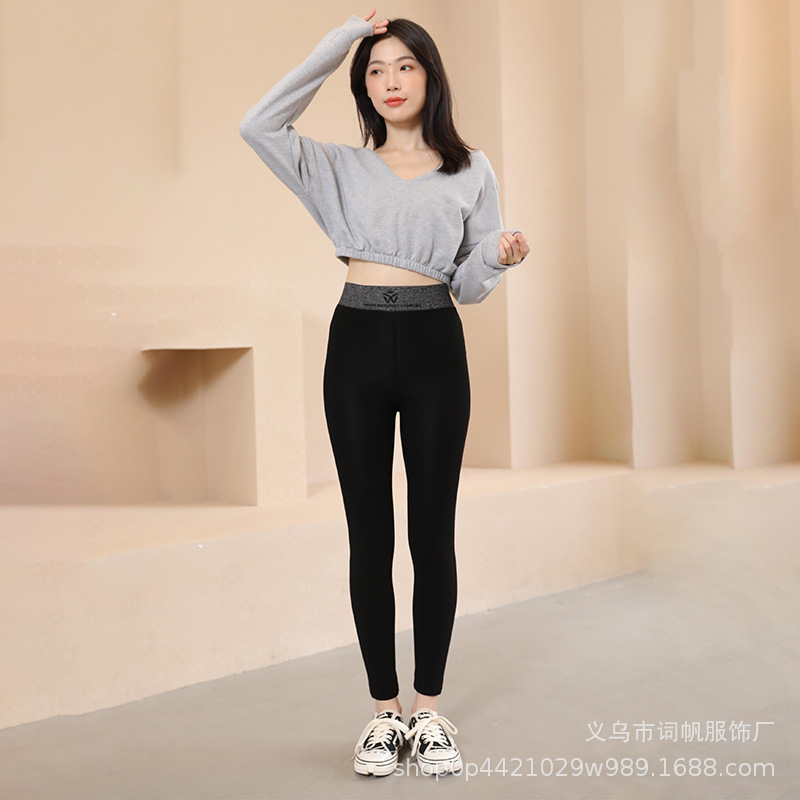 保暖芭比裤女性高腰提臀紧身九分裤打底显腿长塑形小黑裤提臀塑形