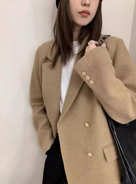 （清仓）秋冬西装毛呢外套大码胖mm气质休闲毛呢大衣中长款22707