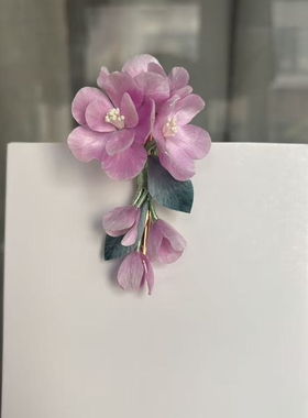 绒花手作饰品国风气质淡雅配饰淑女古韵温柔发夹头饰粉色和紫色