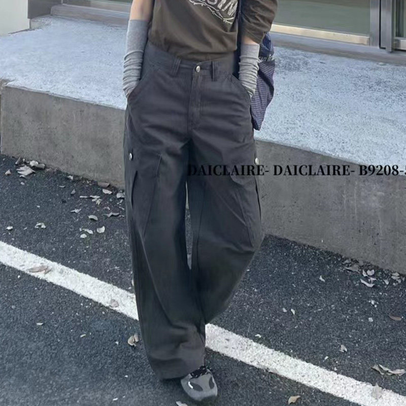 代嘉儿宽松显瘦阔腿裤工装牛仔裤