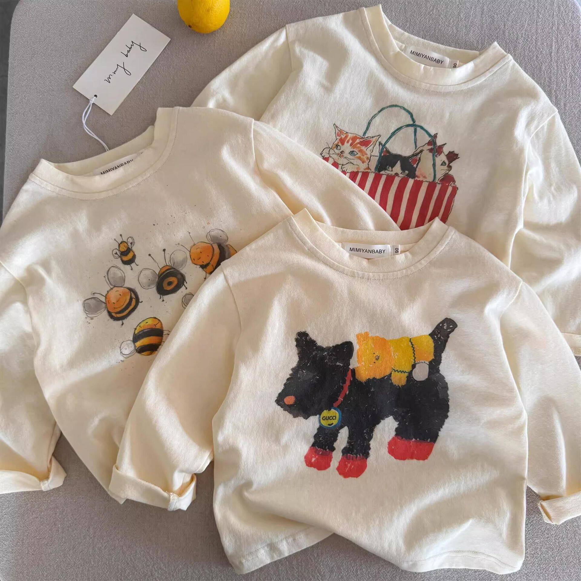 儿童卡通T恤2026春秋新款男童上衣宝宝长袖T洋气女童打底衫女全棉
