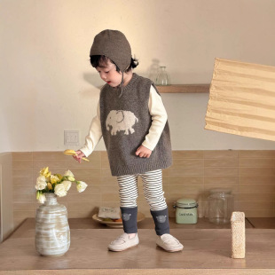 宝宝春款服装2026新款童装儿童春季衣服男童针织马甲打底套装