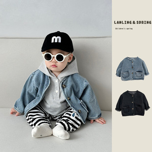 男童春季套装洋气小童帅气牛仔外套上衣宝宝秋季休闲百搭束脚裤子