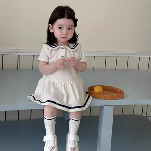 女童短袖校园风连衣裙薄款韩版童装宝宝2026夏季儿童包屁裙子夏装