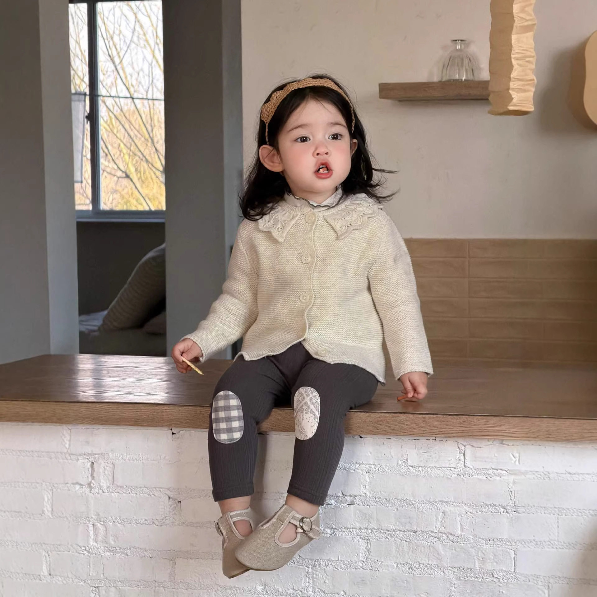 宝宝春款服装2026新款韩版童装儿童春季衣服女童针织外套打底裤套