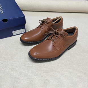 ROCKPORT乐步男士商务皮鞋 棕色系带德比鞋 轻量缓震通勤正装鞋