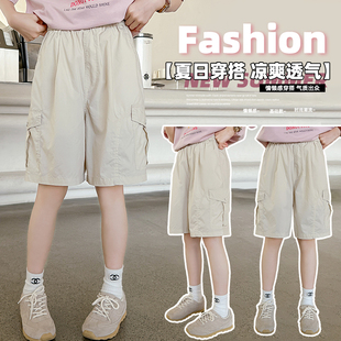 女童工装短裤外穿夏季薄款速干裤子夏装中裤2026新款中大童五分裤