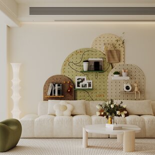 洞洞板置物架入户玄关定制客厅厨房墙面实木造型打印图案收纳展示