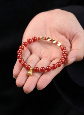 2026年新款天然红水晶朱砂手饰手串女款高级感转运葫芦手链本命年