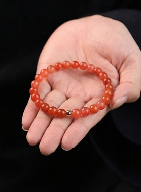 女款2026年新款天然水晶南红玛瑙手饰手串情侣红色手链本命年礼物