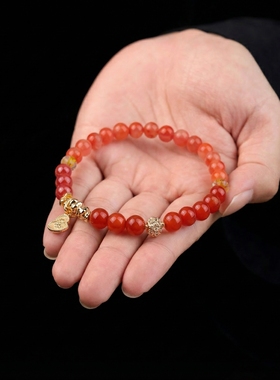 2025年新款天然白水晶红玛瑙南红发晶朱砂手串本命年转运葫芦手链