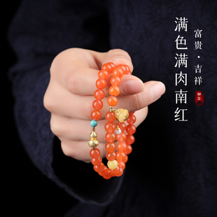 手链女款2026新款手串天然南红绿松石珍珠蜜蜡925银饰叠戴巨好看