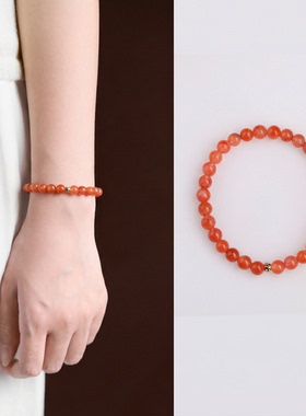 女款2025年新款天然水晶南红玛瑙手饰手串情侣红色手链本命年礼物