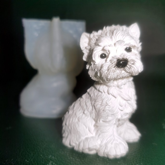3D立体狗狗模具 滴胶 石膏 手工DIY 西高地犬硅胶磨具 香薰蜡烛