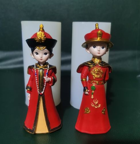 古风宫廷皇上皇后硅胶模具 3D立体 石膏娃娃模具 滴胶 香薰蜡烛