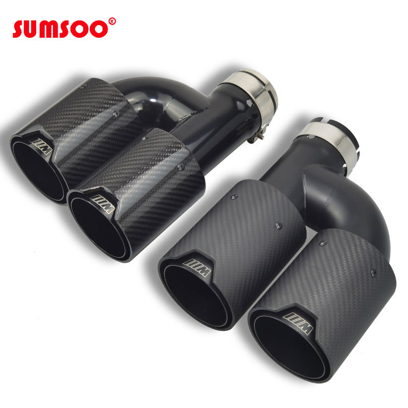 适用于宝马汽车改装排气管一出二93mm 新款M款H型双出碳纤维尾喉