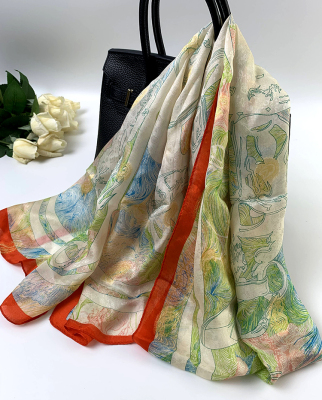 丝巾女桑蚕丝 真丝围巾长方形 2025新款时尚春秋夏季披肩OL通勤薄