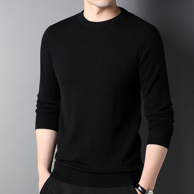 精纺羊毛衫纯羊毛套头圆领