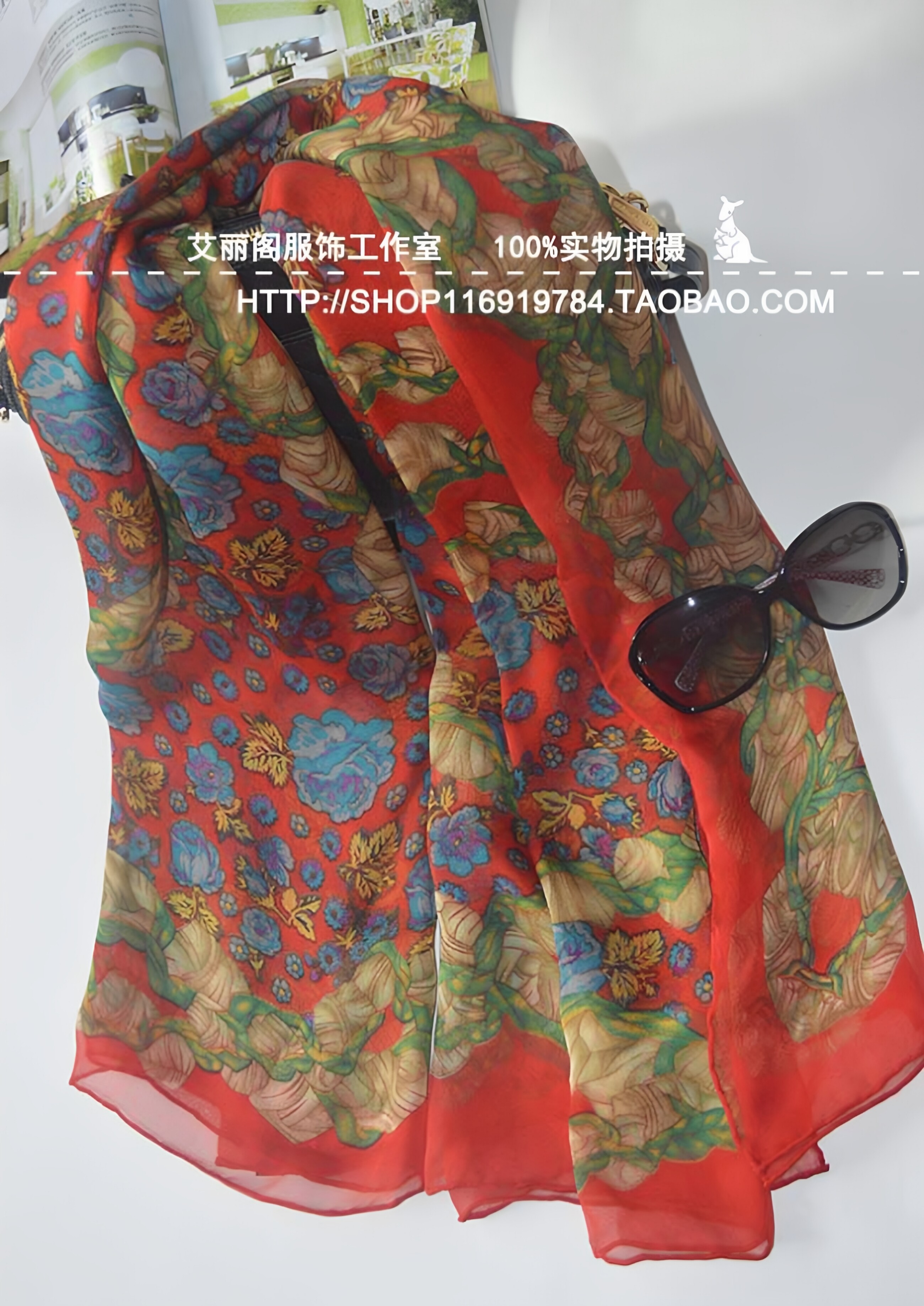 丝巾女大方巾 百搭围巾红色系 新款时尚春秋夏季披肩通勤轻薄