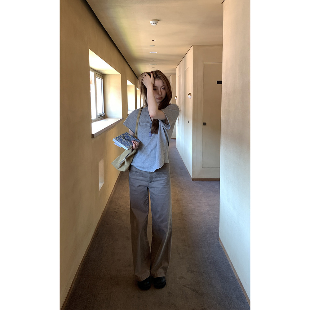 Hellooo Eat женские прямые брюки кофейного цвета с эффектом стирки, эластичные повседневные длинные брюки