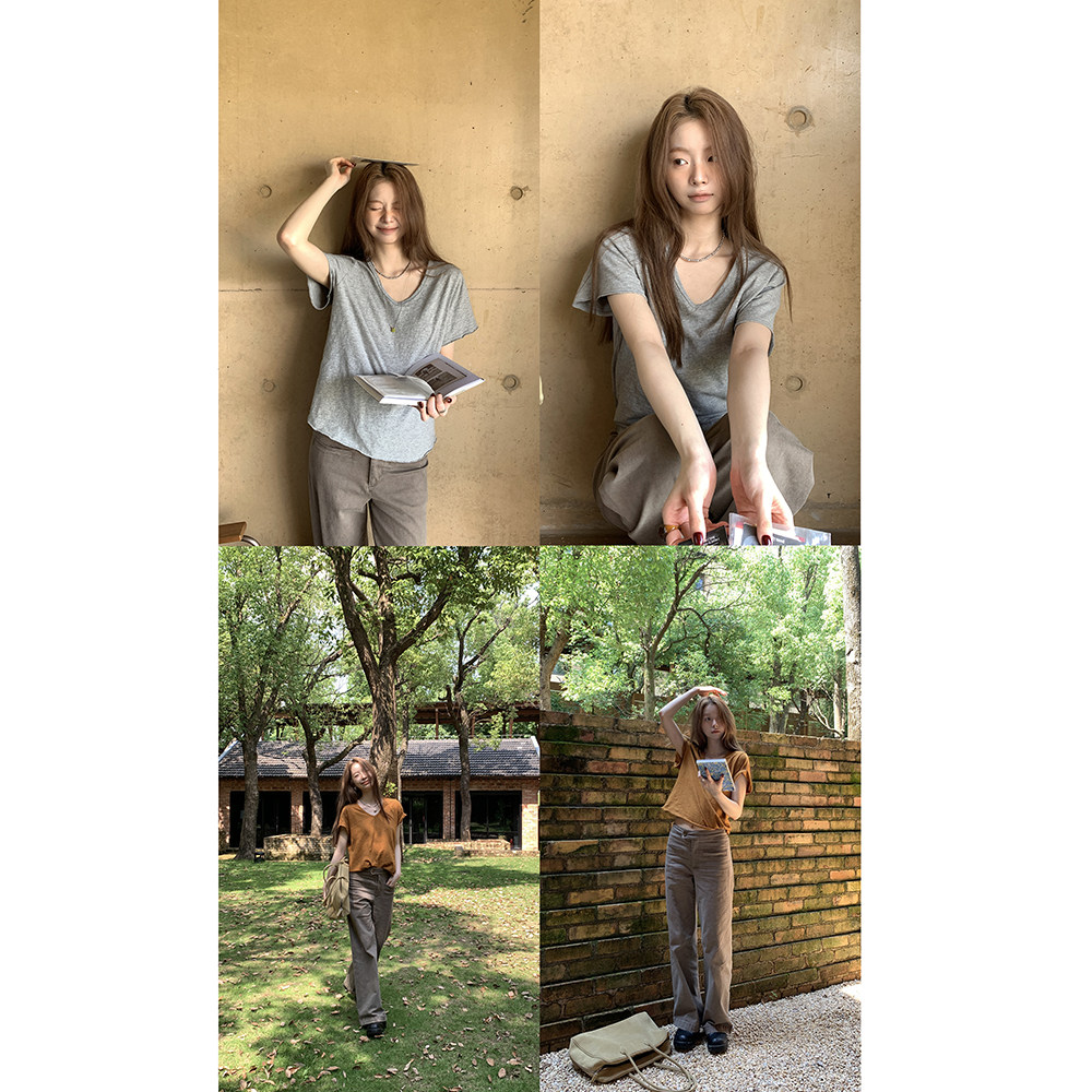 Hellooo Eat деловая ретро футболка с V-образным вырезом и короткими рукавами, летняя французская непринужденная тонкая хлопковая блузка с необработанными краями