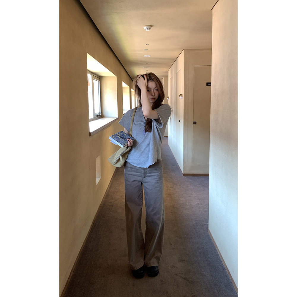 Hellooo Eat женские прямые брюки кофейного цвета с эффектом стирки, эластичные повседневные длинные брюки