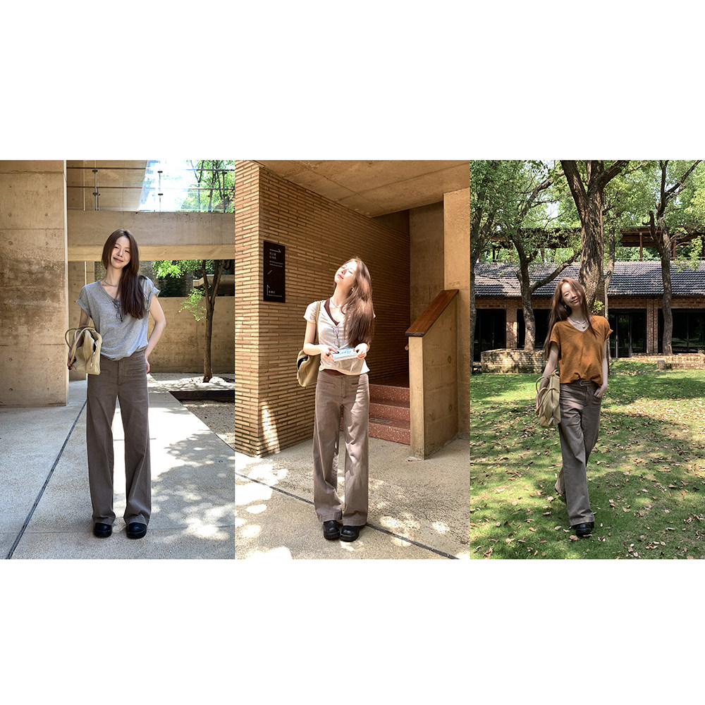 Hellooo Eat женские прямые брюки кофейного цвета с эффектом стирки, эластичные повседневные длинные брюки