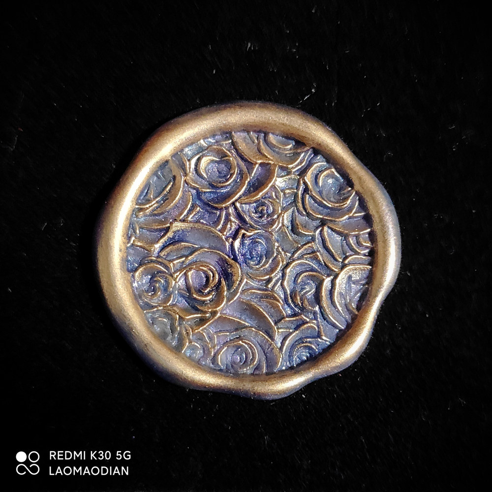 猫殿▲挤挤玫瑰蓝色妖姬 火漆成品 火漆币 手账素材 婚礼封口贴