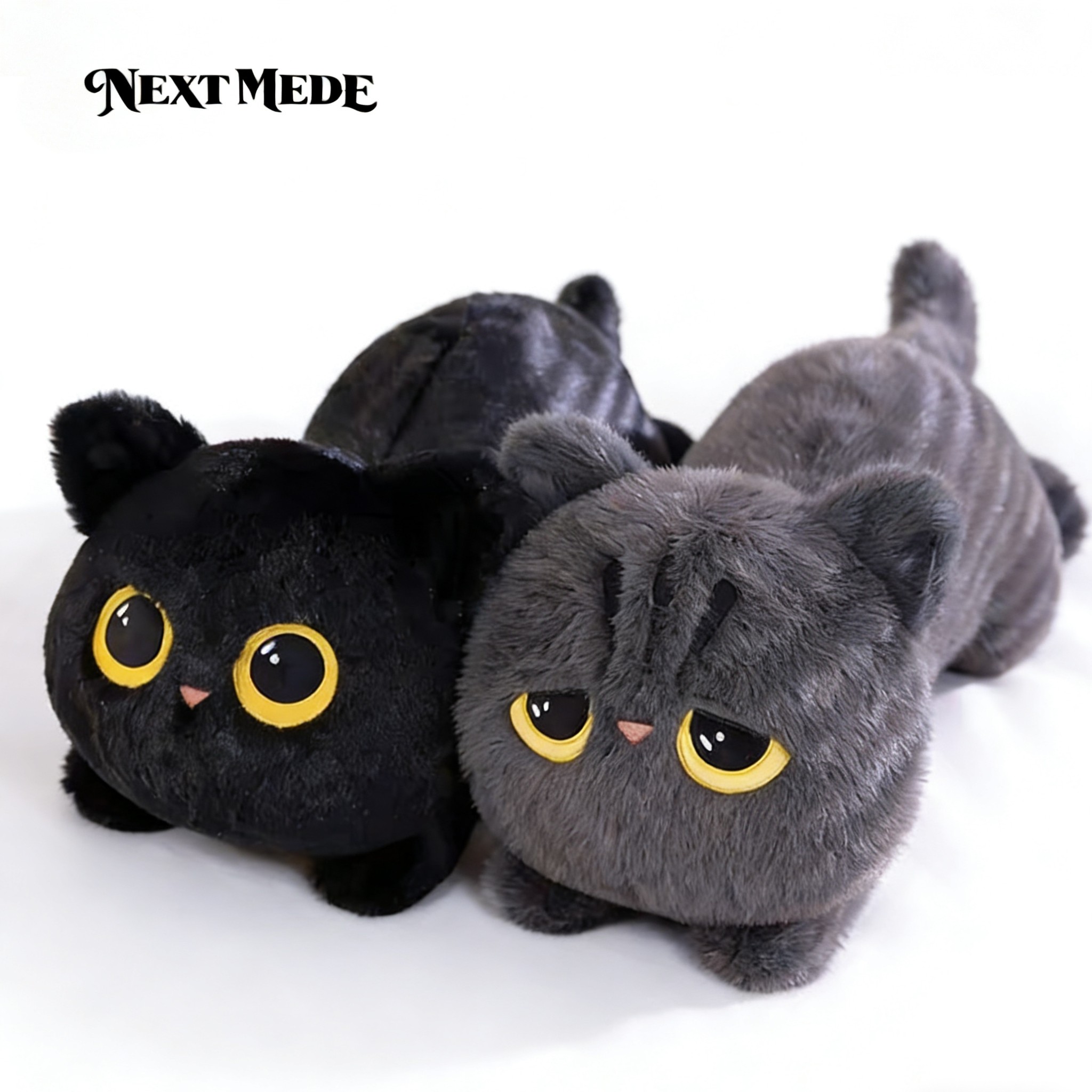 英国NEXTMEDE可爱趴姿黑猫陪睡玩偶抱枕公仔睡觉长条猫咪毛绒玩具