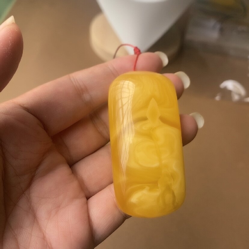 老蜜蜡平安无事牌 吊坠俄料鸡油黄蜜蜡项链毛衣链琥珀蜜蜡挂坠