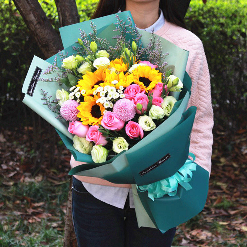 向日葵玫瑰鲜花速递同城生日混搭花束送上海广州北京深圳南京杭州