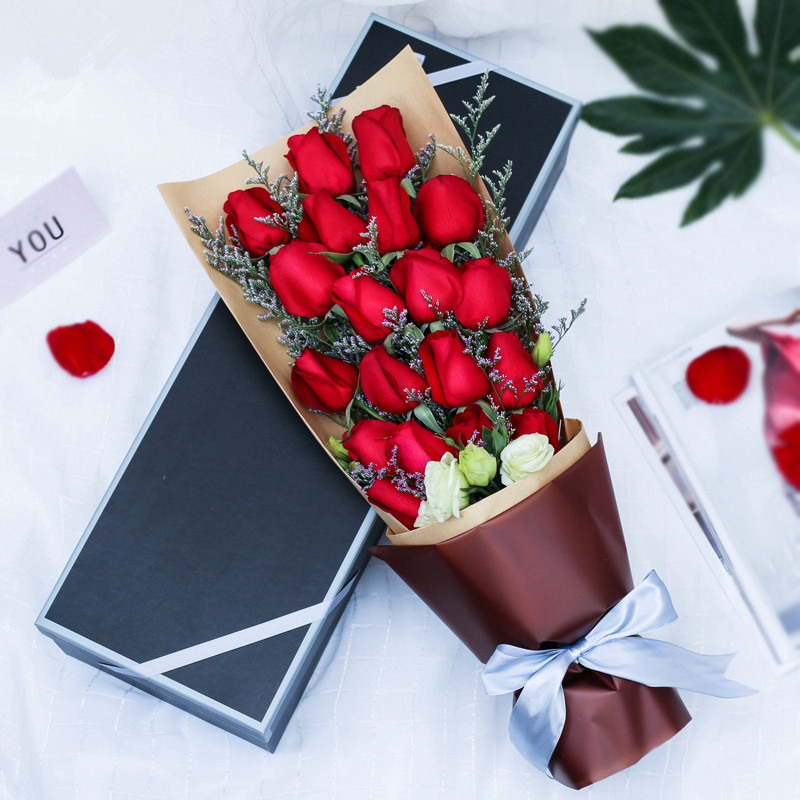 33朵鲜花速递真花订花同城配送生日玫瑰礼盒花束北京上海深圳无锡