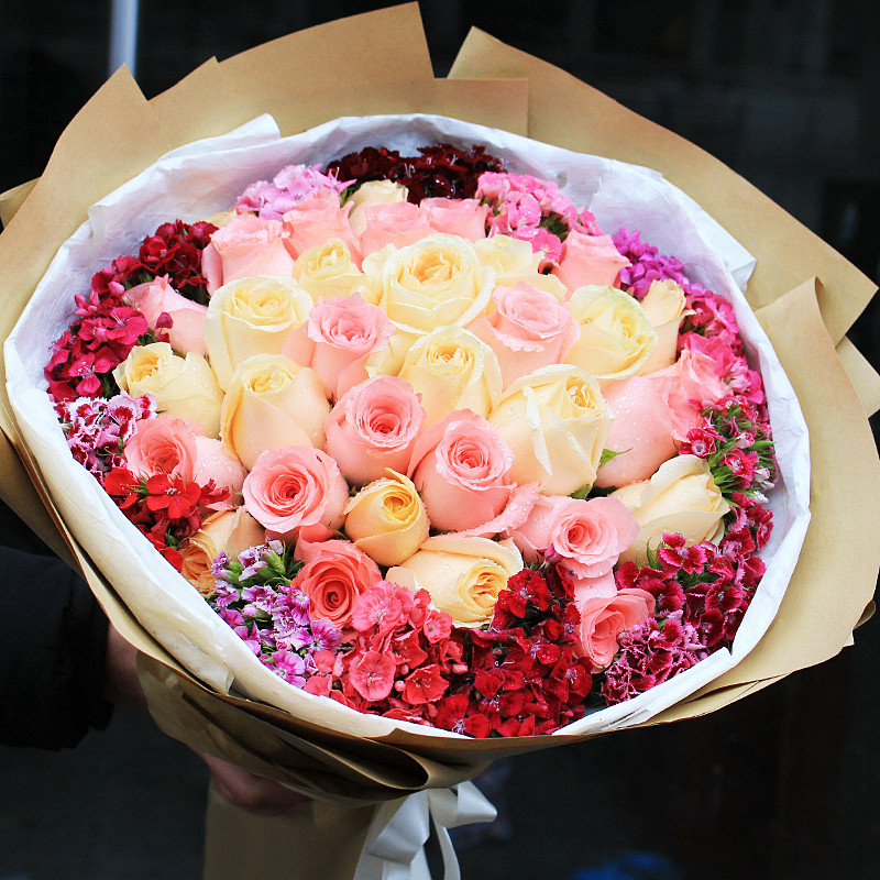 玫瑰花长方形礼盒包装盒鲜花速递同城合肥成都天津杭郑州生日订花