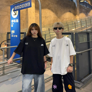 t恤男女夏季 复古字母印花短袖 国潮牌宽松情侣上衣tee 美式 126KID