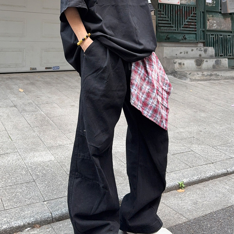 美式可拆卸拉链方巾牛仔裤