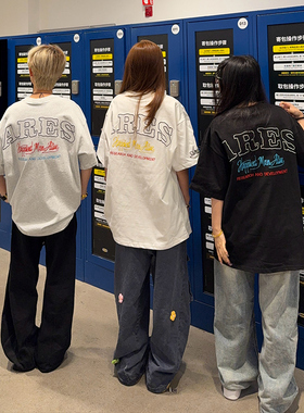 126KID 原创美式重工刺绣短袖T恤男女潮牌夏季新款宽松情侣上衣