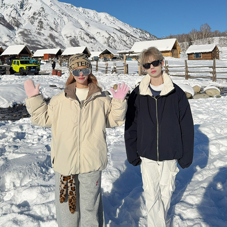 新国标90白鸭绒立领羽绒服