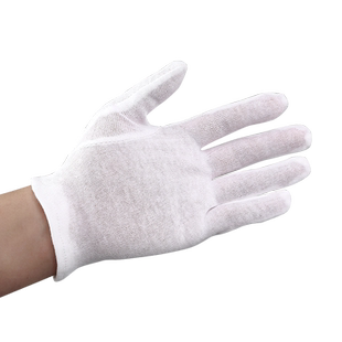 白手套薄款纯棉礼仪文玩盘珠布棉防滑夏季男开车白色女士加厚工作