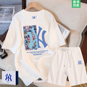 短裤 史迪仔联名短袖 套装 女士夏季 情侣运动两件套 爆款 奥莱严选