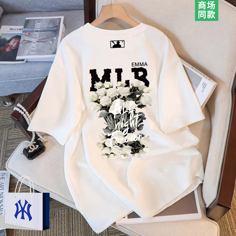 【奥莱专场】白玫瑰花 | 穿出高级感 | 夏季新款潮流短袖t恤男士