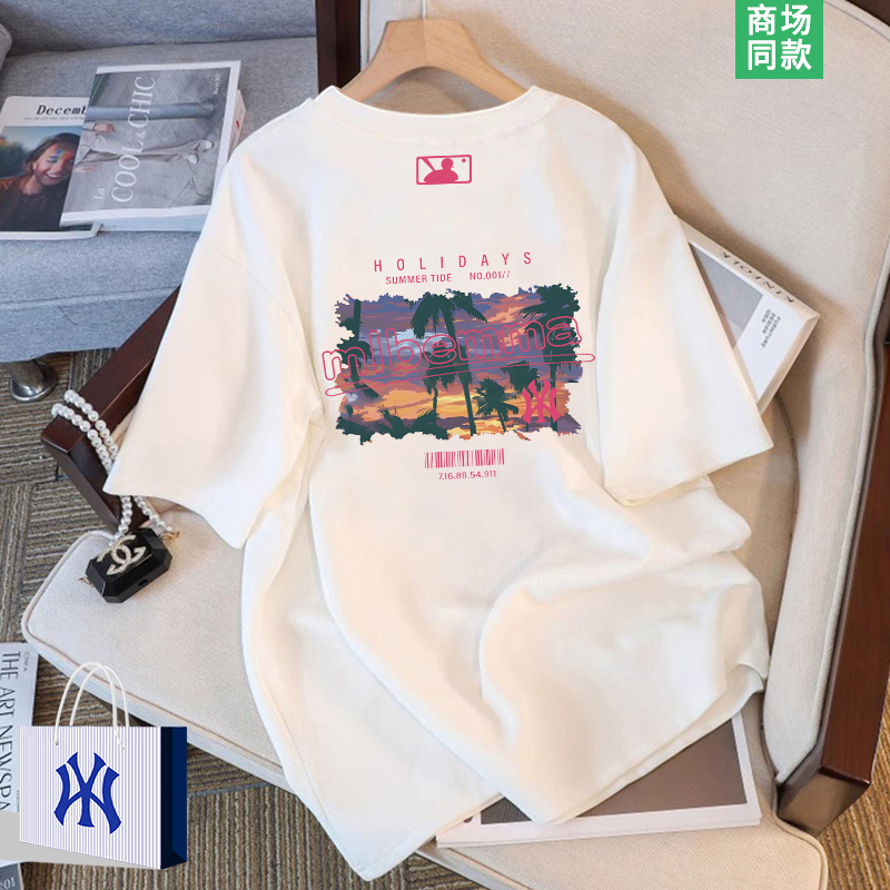 【奥莱精品】夏季潮牌短袖t恤女士2025新款个性酷飒风五分袖上衣