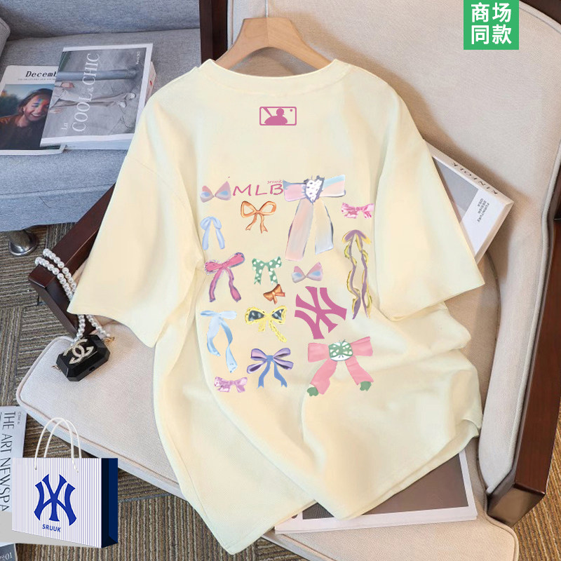 夏季新款蝴蝶结短袖t恤女士