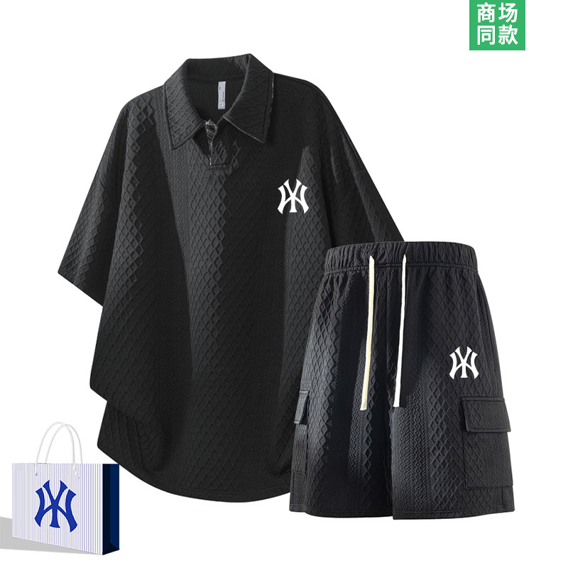 【奥莱折扣】肌理感时尚套装男士夏季痞帅风短袖Polo衫穿搭一整套